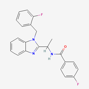 molecular formula C23H19F2N3O B4199204 4-fluoro-N-{1-[1-(2-fluorobenzyl)-1H-benzimidazol-2-yl]ethyl}benzamide 