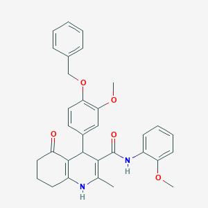 molecular formula C32H32N2O5 B419921 4-[4-(benzyloxy)-3-methoxyphenyl]-N-(2-methoxyphenyl)-2-methyl-5-oxo-1,4,5,6,7,8-hexahydro-3-quinolinecarboxamide 