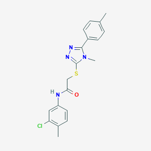 molecular formula C19H19ClN4OS B419932 N-(3-chloro-4-methylphenyl)-2-{[4-methyl-5-(4-methylphenyl)-4H-1,2,4-triazol-3-yl]sulfanyl}acetamide 