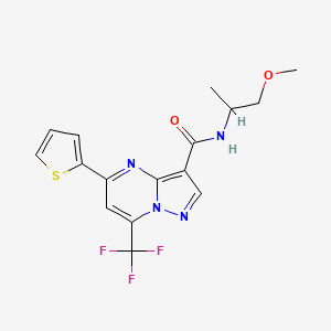 molecular formula C16H15F3N4O2S B4199334 N-(2-methoxy-1-methylethyl)-5-(2-thienyl)-7-(trifluoromethyl)pyrazolo[1,5-a]pyrimidine-3-carboxamide 