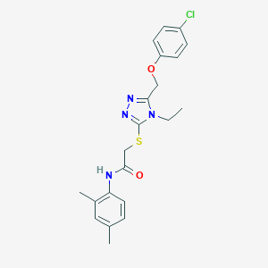 molecular formula C21H23ClN4O2S B419936 2-({5-[(4-chlorophenoxy)methyl]-4-ethyl-4H-1,2,4-triazol-3-yl}sulfanyl)-N-(2,4-dimethylphenyl)acetamide 