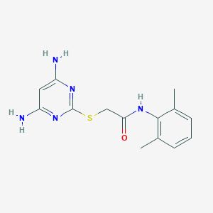 molecular formula C14H17N5OS B419937 2-[(4,6-diamino-2-pyrimidinyl)sulfanyl]-N-(2,6-dimethylphenyl)acetamide 