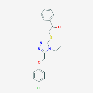 molecular formula C19H18ClN3O2S B419941 2-({5-[(4-chlorophenoxy)methyl]-4-ethyl-4H-1,2,4-triazol-3-yl}sulfanyl)-1-phenylethanone 