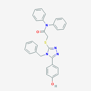 molecular formula C29H24N4O2S B419947 2-[[4-benzyl-5-(4-hydroxyphenyl)-1,2,4-triazol-3-yl]sulfanyl]-N,N-diphenylacetamide 