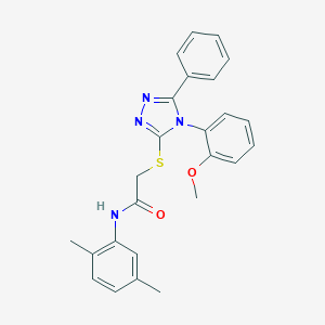 molecular formula C25H24N4O2S B419952 N-(2,5-dimethylphenyl)-2-{[4-(2-methoxyphenyl)-5-phenyl-4H-1,2,4-triazol-3-yl]sulfanyl}acetamide 