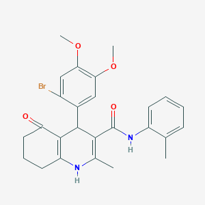 molecular formula C26H27BrN2O4 B419957 4-(2-bromo-4,5-dimethoxyphenyl)-2-methyl-N-(2-methylphenyl)-5-oxo-1,4,5,6,7,8-hexahydro-3-quinolinecarboxamide 