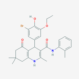 4-(3-bromo-5-ethoxy-4-hydroxyphenyl)-2,7,7-trimethyl-N-(2-methylphenyl)-5-oxo-1,4,5,6,7,8-hexahydro-3-quinolinecarboxamide