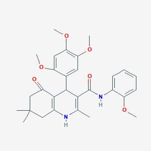 molecular formula C29H34N2O6 B419964 N-(2-methoxyphenyl)-2,7,7-trimethyl-5-oxo-4-(2,4,5-trimethoxyphenyl)-1,4,5,6,7,8-hexahydro-3-quinolinecarboxamide 