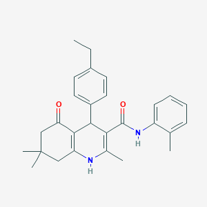 molecular formula C28H32N2O2 B419966 4-(4-ethylphenyl)-2,7,7-trimethyl-N-(2-methylphenyl)-5-oxo-1,4,5,6,7,8-hexahydro-3-quinolinecarboxamide 