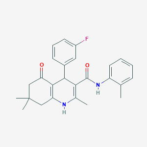 molecular formula C26H27FN2O2 B419967 4-(3-fluorophenyl)-2,7,7-trimethyl-N-(2-methylphenyl)-5-oxo-1,4,6,8-tetrahydroquinoline-3-carboxamide 