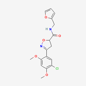 3-(5-chloro-2,4-dimethoxyphenyl)-N-(furan-2-ylmethyl)-4,5-dihydro-1,2-oxazole-5-carboxamide