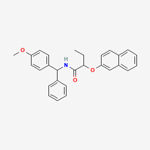 N-[(4-methoxyphenyl)(phenyl)methyl]-2-(2-naphthyloxy)butanamide