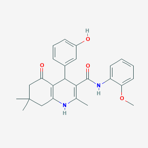 molecular formula C26H28N2O4 B419970 4-(3-hydroxyphenyl)-N-(2-methoxyphenyl)-2,7,7-trimethyl-5-oxo-1,4,6,8-tetrahydroquinoline-3-carboxamide 