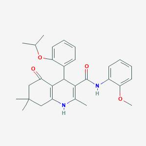 molecular formula C29H34N2O4 B419971 4-(2-isopropoxyphenyl)-N-(2-methoxyphenyl)-2,7,7-trimethyl-5-oxo-1,4,5,6,7,8-hexahydro-3-quinolinecarboxamide 