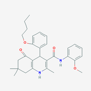 molecular formula C30H36N2O4 B419972 4-(2-butoxyphenyl)-N-(2-methoxyphenyl)-2,7,7-trimethyl-5-oxo-1,4,5,6,7,8-hexahydro-3-quinolinecarboxamide 