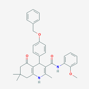 molecular formula C33H34N2O4 B419974 4-[4-(benzyloxy)phenyl]-N-(2-methoxyphenyl)-2,7,7-trimethyl-5-oxo-1,4,5,6,7,8-hexahydro-3-quinolinecarboxamide 
