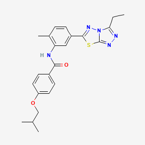 molecular formula C23H25N5O2S B4199765 N-[5-(3-ethyl[1,2,4]triazolo[3,4-b][1,3,4]thiadiazol-6-yl)-2-methylphenyl]-4-(2-methylpropoxy)benzamide 