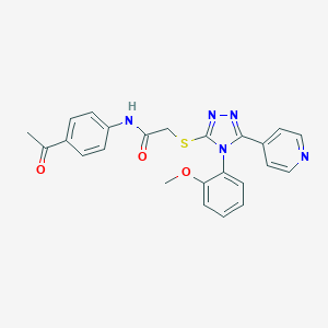 molecular formula C24H21N5O3S B419977 N-(4-acetylphenyl)-2-{[4-(2-methoxyphenyl)-5-(4-pyridinyl)-4H-1,2,4-triazol-3-yl]sulfanyl}acetamide 