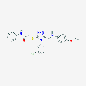 2-({4-(3-chlorophenyl)-5-[(4-ethoxyanilino)methyl]-4H-1,2,4-triazol-3-yl}sulfanyl)-N-phenylacetamide