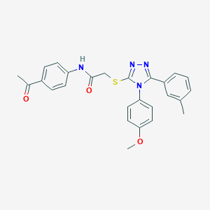 molecular formula C26H24N4O3S B419985 N-(4-acetylphenyl)-2-{[4-(4-methoxyphenyl)-5-(3-methylphenyl)-4H-1,2,4-triazol-3-yl]sulfanyl}acetamide 