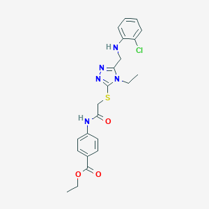 molecular formula C22H24ClN5O3S B419986 ethyl 4-{[({5-[(2-chloroanilino)methyl]-4-ethyl-4H-1,2,4-triazol-3-yl}sulfanyl)acetyl]amino}benzoate 