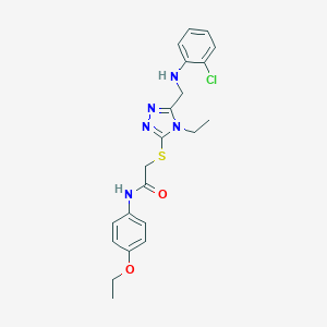 molecular formula C21H24ClN5O2S B419988 2-({5-[(2-chloroanilino)methyl]-4-ethyl-4H-1,2,4-triazol-3-yl}sulfanyl)-N-(4-ethoxyphenyl)acetamide 