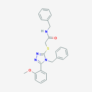 molecular formula C25H24N4O2S B419989 N-benzyl-2-{[4-benzyl-5-(2-methoxyphenyl)-4H-1,2,4-triazol-3-yl]sulfanyl}acetamide 