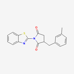 molecular formula C19H16N2O2S B4199896 1-(1,3-benzothiazol-2-yl)-3-[(3-methylphenyl)methyl]pyrrolidine-2,5-dione 