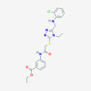 molecular formula C22H24ClN5O3S B419990 ethyl 3-{[({5-[(2-chloroanilino)methyl]-4-ethyl-4H-1,2,4-triazol-3-yl}sulfanyl)acetyl]amino}benzoate 