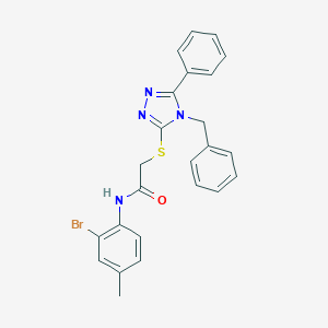 2-[(4-benzyl-5-phenyl-4H-1,2,4-triazol-3-yl)sulfanyl]-N-(2-bromo-4-methylphenyl)acetamide