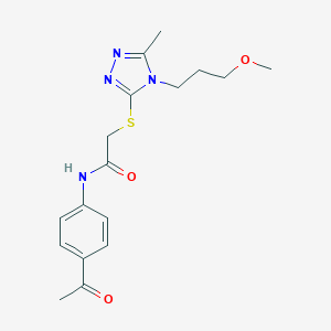 molecular formula C17H22N4O3S B419994 N-(4-acetylphenyl)-2-{[4-(3-methoxypropyl)-5-methyl-4H-1,2,4-triazol-3-yl]sulfanyl}acetamide 