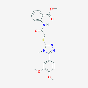 molecular formula C21H22N4O5S B419995 methyl 2-[({[5-(3,4-dimethoxyphenyl)-4-methyl-4H-1,2,4-triazol-3-yl]sulfanyl}acetyl)amino]benzoate 