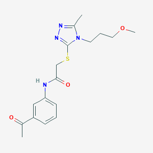 molecular formula C17H22N4O3S B419997 N-(3-acetylphenyl)-2-{[4-(3-methoxypropyl)-5-methyl-4H-1,2,4-triazol-3-yl]sulfanyl}acetamide 