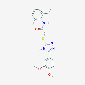 molecular formula C22H26N4O3S B419999 2-{[5-(3,4-dimethoxyphenyl)-4-methyl-4H-1,2,4-triazol-3-yl]sulfanyl}-N-(2-ethyl-6-methylphenyl)acetamide 
