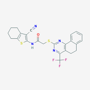 N-(3-Cyano-4,5,6,7-tetrahydro-benzo[b]thiophen-2-yl)-2-(4-trifluoromethyl-5,6-dihydro-benzo[h]quinazolin-2-ylsulfanyl)-acetamide