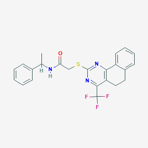 N-(1-phenylethyl)-2-{[4-(trifluoromethyl)-5,6-dihydrobenzo[h]quinazolin-2-yl]sulfanyl}acetamide