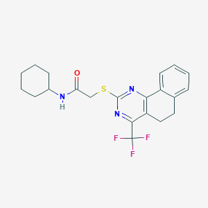 N-cyclohexyl-2-{[4-(trifluoromethyl)-5,6-dihydrobenzo[h]quinazolin-2-yl]sulfanyl}acetamide