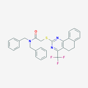 N,N-dibenzyl-2-[[4-(trifluoromethyl)-5,6-dihydrobenzo[h]quinazolin-2-yl]sulfanyl]acetamide