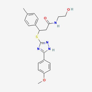 N-(2-hydroxyethyl)-3-{[5-(4-methoxyphenyl)-4H-1,2,4-triazol-3-yl]thio}-3-(4-methylphenyl)propanamide