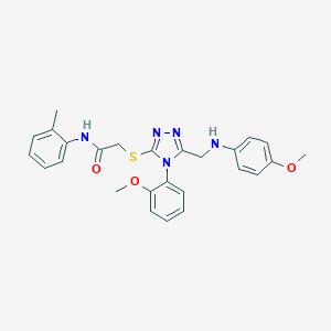 2-{[5-[(4-methoxyanilino)methyl]-4-(2-methoxyphenyl)-4H-1,2,4-triazol-3-yl]sulfanyl}-N-(2-methylphenyl)acetamide