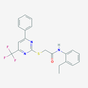 N-(2-ethylphenyl)-2-{[4-phenyl-6-(trifluoromethyl)-2-pyrimidinyl]sulfanyl}acetamide