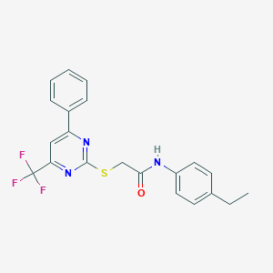 molecular formula C21H18F3N3OS B420024 N-(4-ethylphenyl)-2-{[4-phenyl-6-(trifluoromethyl)-2-pyrimidinyl]sulfanyl}acetamide 