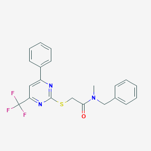 molecular formula C21H18F3N3OS B420025 N-benzyl-N-methyl-2-{[4-phenyl-6-(trifluoromethyl)-2-pyrimidinyl]sulfanyl}acetamide 