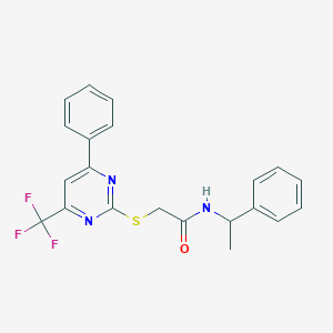 N-(1-phenylethyl)-2-{[4-phenyl-6-(trifluoromethyl)-2-pyrimidinyl]sulfanyl}acetamide