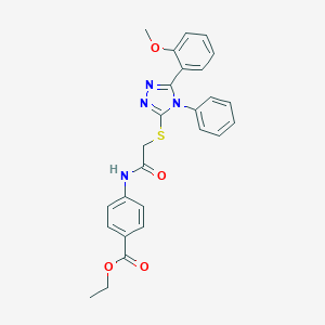 molecular formula C26H24N4O4S B420031 ethyl 4-[({[5-(2-methoxyphenyl)-4-phenyl-4H-1,2,4-triazol-3-yl]sulfanyl}acetyl)amino]benzoate CAS No. 483295-26-7