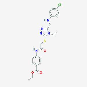 molecular formula C22H24ClN5O3S B420033 Ethyl 4-[[2-[[5-[(4-chloroanilino)methyl]-4-ethyl-1,2,4-triazol-3-yl]sulfanyl]acetyl]amino]benzoate 