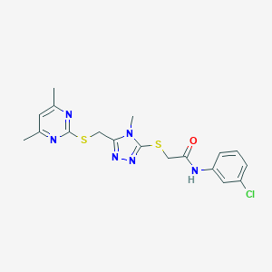 N-(3-chlorophenyl)-2-[(5-{[(4,6-dimethyl-2-pyrimidinyl)sulfanyl]methyl}-4-methyl-4H-1,2,4-triazol-3-yl)sulfanyl]acetamide