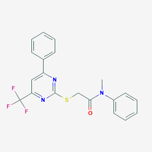 molecular formula C20H16F3N3OS B420038 N-methyl-N-phenyl-2-{[4-phenyl-6-(trifluoromethyl)-2-pyrimidinyl]sulfanyl}acetamide 