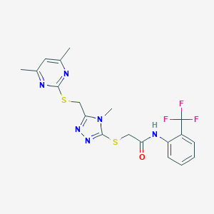 2-((5-(((4,6-dimethylpyrimidin-2-yl)thio)methyl)-4-methyl-4H-1,2,4-triazol-3-yl)thio)-N-(2-(trifluoromethyl)phenyl)acetamide