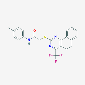 molecular formula C22H18F3N3OS B420040 N-(4-methylphenyl)-2-{[4-(trifluoromethyl)-5,6-dihydrobenzo[h]quinazolin-2-yl]sulfanyl}acetamide 